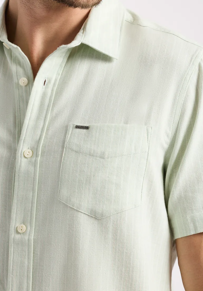 Sirilo Men's Short-Sleeve Striped Fitted Shirt, Dusty Aqua - BM24562
