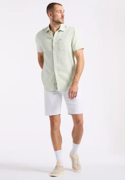 Sirilo Men's Short-Sleeve Striped Fitted Shirt, Dusty Aqua - BM24562
