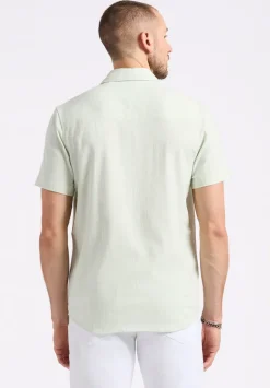 Sirilo Men's Short-Sleeve Striped Fitted Shirt, Dusty Aqua - BM24562