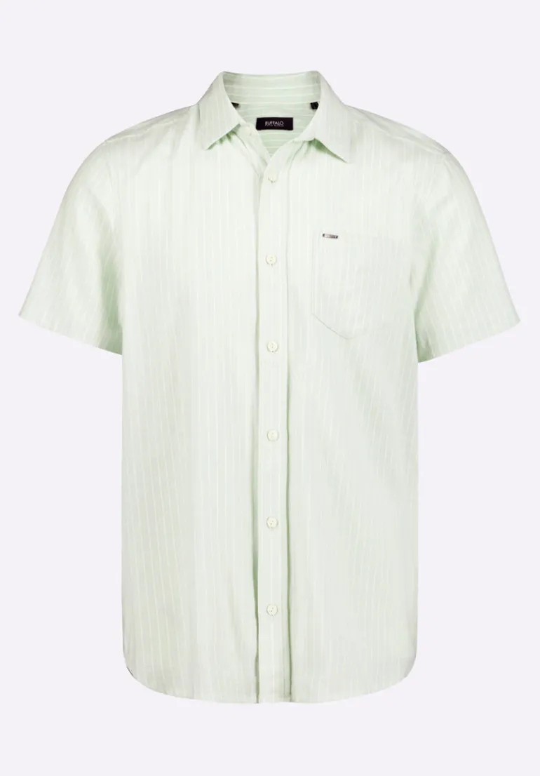 Sirilo Men's Short-Sleeve Striped Fitted Shirt, Dusty Aqua - BM24562