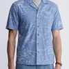Sirvan Men's Short-Sleeve Printed Cuban Shirt in Indigo Blue - BM24302
