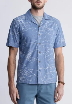 Sirvan Men's Short-Sleeve Printed Cuban Shirt in Indigo Blue - BM24302