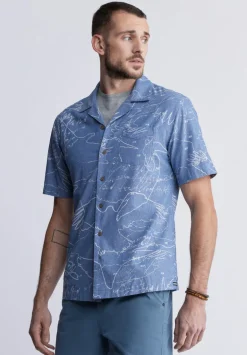 Sirvan Men's Short-Sleeve Printed Cuban Shirt in Indigo Blue - BM24302