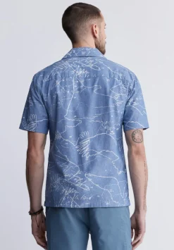 Sirvan Men's Short-Sleeve Printed Cuban Shirt in Indigo Blue - BM24302