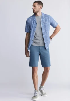 Sirvan Men's Short-Sleeve Printed Cuban Shirt in Indigo Blue - BM24302
