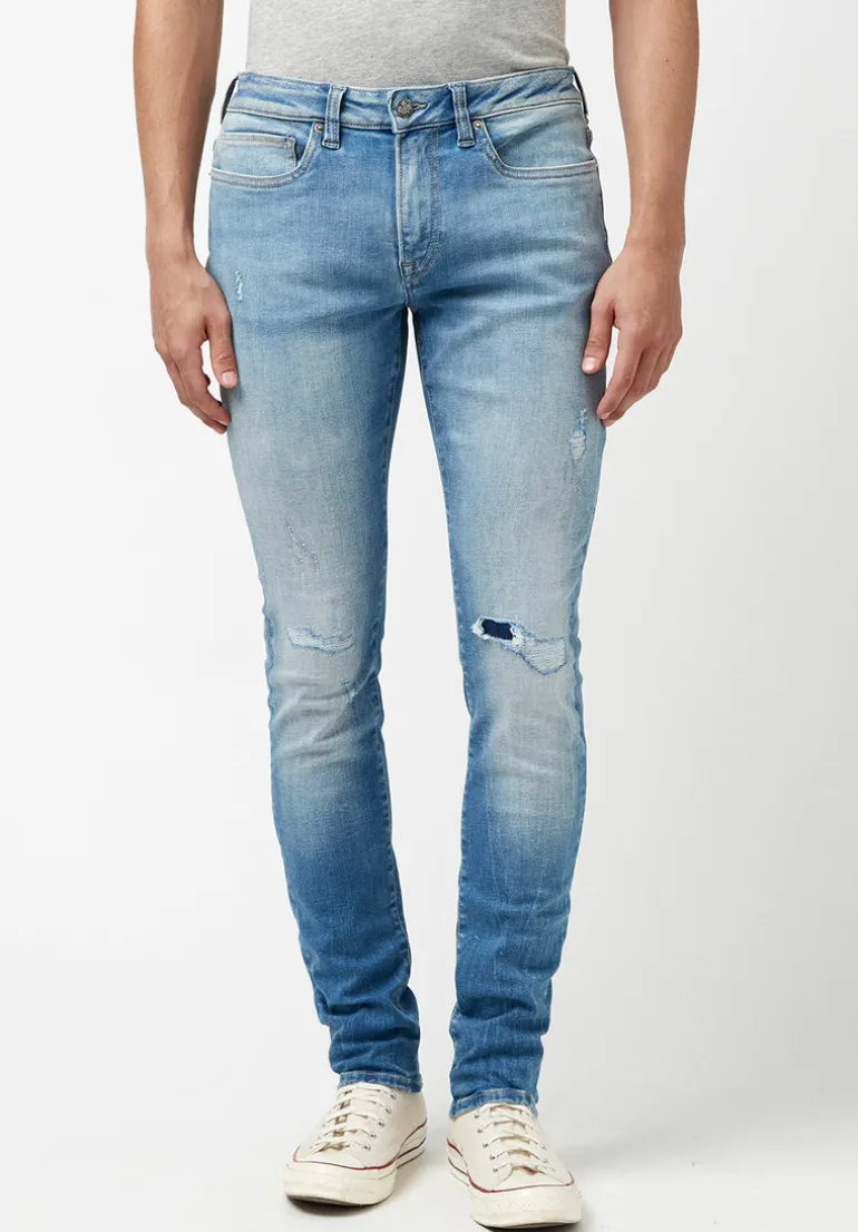 Skinny Max Men's Jeans in Contrasted and Veined Indigo - BM22860