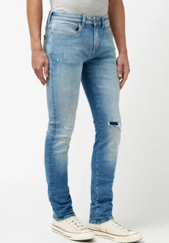 Skinny Max Men's Jeans in Contrasted and Veined Indigo - BM22860