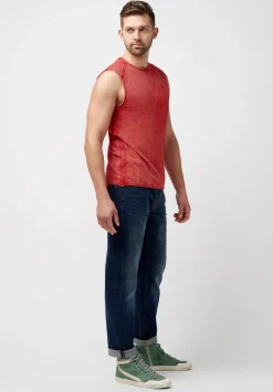 Sleeveless Karmola Optic Wash Red Tank Top - BM23848