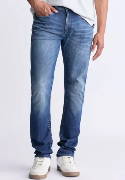 Slim Ash Men's Crinkled and Worn Jeans, Indigo - BM26008