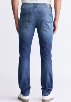 Slim Ash Men's Crinkled and Worn Jeans, Indigo - BM26008