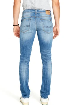 Slim Ash Men's Jean in Veined and Crinkled Blue - BM22611