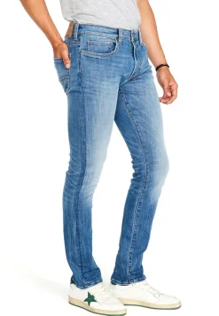 Slim Ash Men's Jean in Veined and Crinkled Blue - BM22611