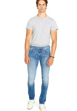 Slim Ash Men's Jean in Veined and Crinkled Blue - BM22611