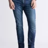 Slim Ash Men's Jeans, Contrast Whiskered Indigo - BM26024