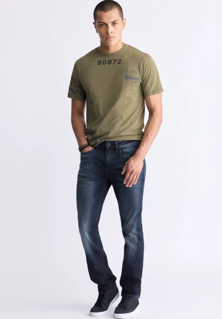 Slim Ash Men's Jeans, Crinkled and Sanded Dark Indigo - BM26012