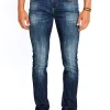 Slim Ash Men's Jeans in Sanded and Faded Blue - BM22591