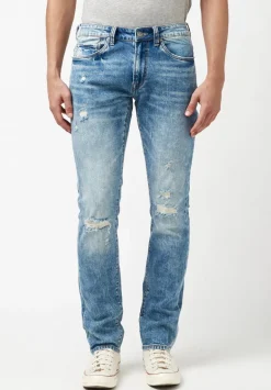 Slim Ash Men's Jeans in Worn & Creased Blue - BM22885