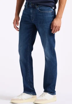 Slim Ash Men's Jeans, Whiskered and Contrasted Indigo - BM26073