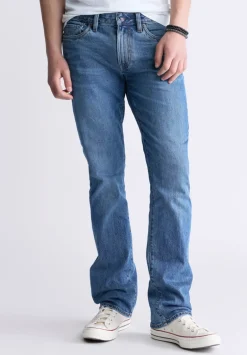 Slim Boot King Men's Jeans, Creased and Sanded Indigo - BM26033