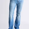 Slim Boot King Men's Jeans, Veined and Sanded Indigo - BM26004