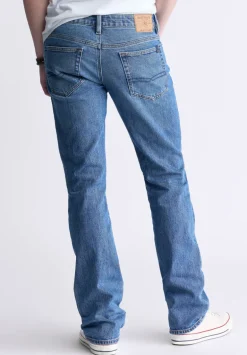 Slim Boot King Men's Jeans, Creased and Sanded Indigo - BM26033