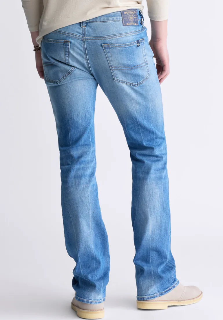 Slim Boot King Men's Jeans, Veined and Sanded Indigo - BM26004
