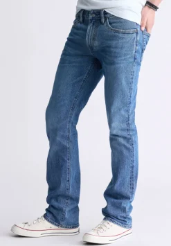 Slim Boot King Men's Jeans, Creased and Sanded Indigo - BM26033