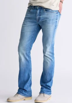 Slim Boot King Men's Jeans, Veined and Sanded Indigo - BM26004