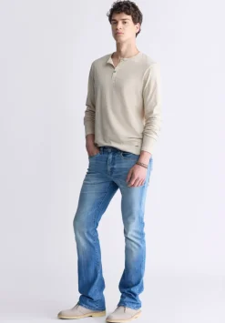 Slim Boot King Men's Jeans, Veined and Sanded Indigo - BM26004