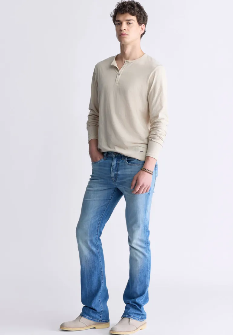 Slim Boot King Men's Jeans, Veined and Sanded Indigo - BM26004