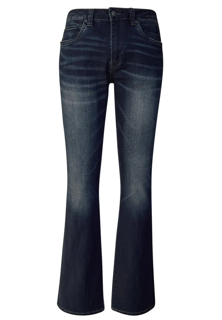 Slim Boot King Men's Jeans in Whiskered and Sanded Dark Blue - BM22675