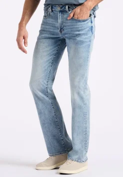 Slim Bootcut King Men's Jeans, Sanded and Whiskered Blue - BM26086