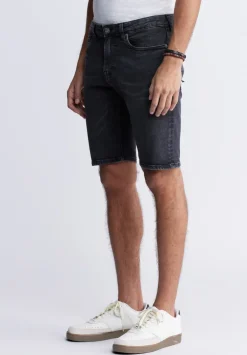Slim Parker Men's Denim Shorts, Black Sanded - BM22951
