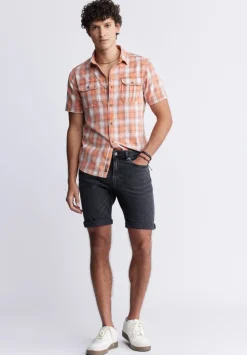 Slim Parker Men's Denim Shorts, Black Sanded - BM22951