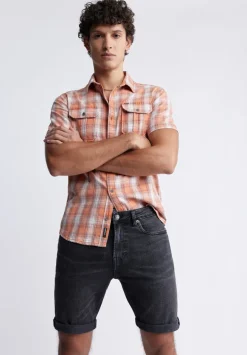 Slim Parker Men's Denim Shorts, Black Sanded - BM22951
