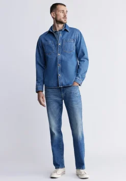 Sloan Men’s Long-Sleeve Denim Shirt in Authentic Blue - BM22976