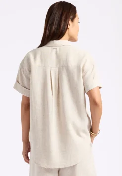 Solana Women's Linen Short-Sleeve Button-Up Shirt, Beige - WT0172P