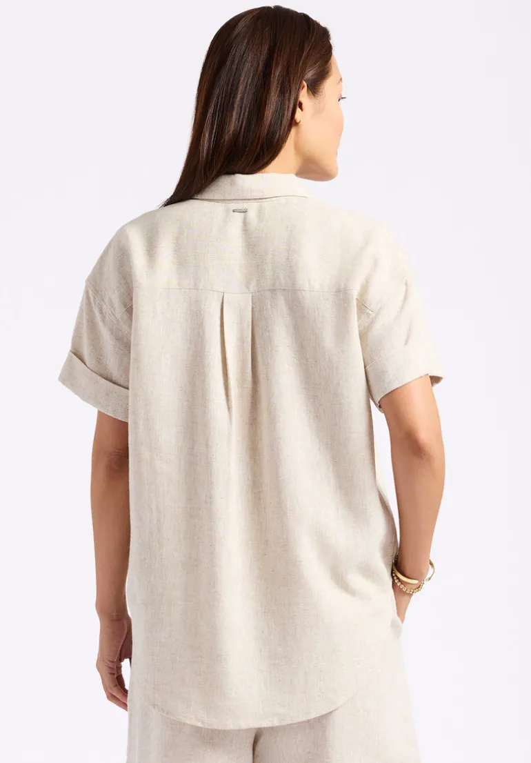 Solana Women's Linen Short-Sleeve Button-Up Shirt, Beige - WT0172P