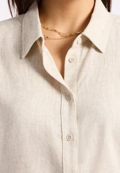 Solana Women's Linen Short-Sleeve Button-Up Shirt, Beige - WT0172P