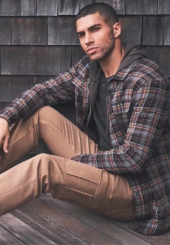 Soqer Men’s Shacket in Grey Brown Plaid - BM24150