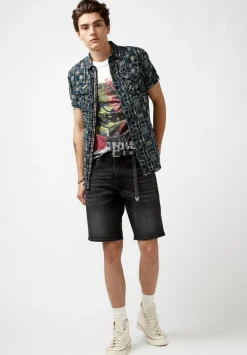 Soqut Men's Short-Sleeve Plaid Shirt, Whale - BM23891