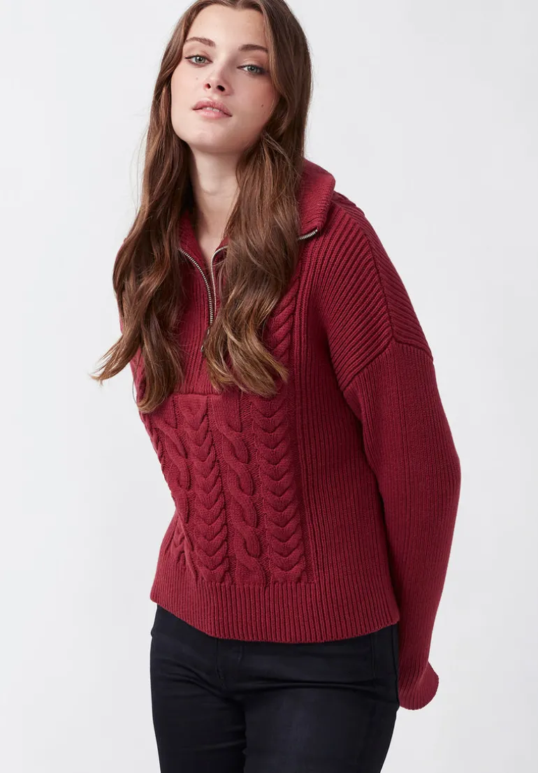 Sorella Women's Long Sleeve Sweater in Dark Red - SW0032F