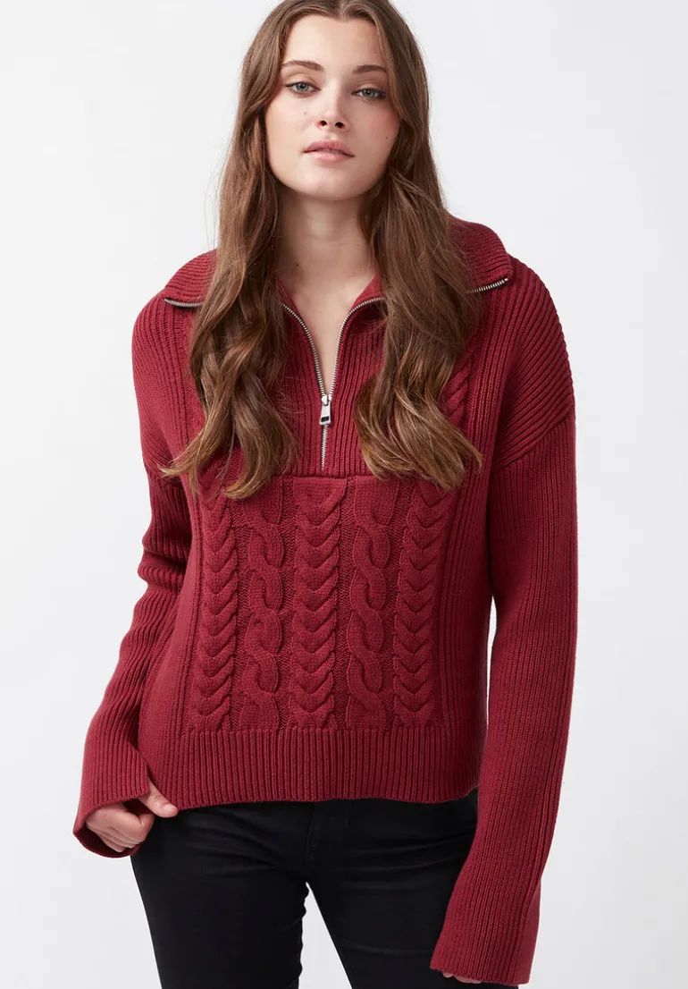 Sorella Women's Long Sleeve Sweater in Dark Red - SW0032F