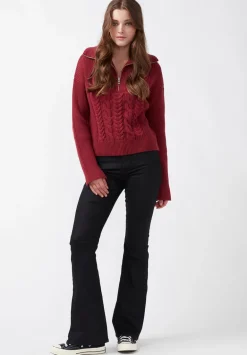 Sorella Women's Long Sleeve Sweater in Dark Red - SW0032F