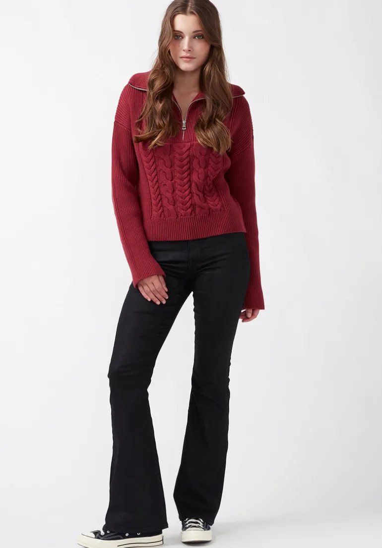 Sorella Women's Long Sleeve Sweater in Dark Red - SW0032F
