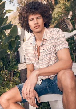 Sotaro Men's Short-Sleeve Striped Shirt in Multicolor - BM24301