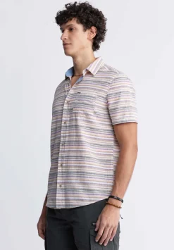 Sotaro Men's Short-Sleeve Striped Shirt in Multicolor - BM24301