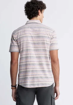Sotaro Men's Short-Sleeve Striped Shirt in Multicolor - BM24301