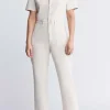 Stacia Women’s Short Sleeve Jumpsuit in Off-White - WD0025P