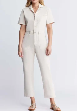 Stacia Women’s Short Sleeve Jumpsuit in Off-White - WD0025P